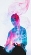 © Viam - Man surrounded colorful smoke in meditative pose
