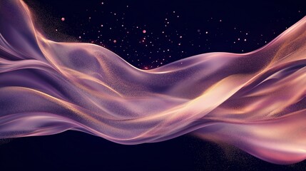 Wall Mural - abstract flowing waves in shades of royal purple and rose gold, glowing fluid motion, smooth etherea