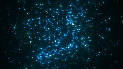 Wall Mural - futuristic digital visualization of japan map composed of glowing blue particles. the abstract cosmi