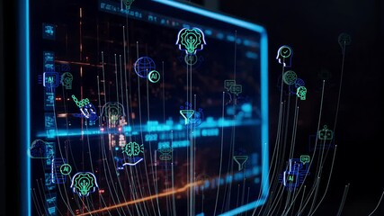 Artificial Intelligence Quantum Computer Technology Concept.