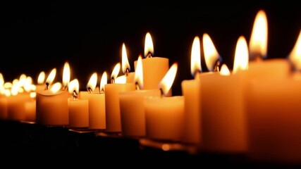Aufkleber - Glowing Candles Row of Lit Candles Warm Candlelight Peaceful Atmosphere Romantic Ambiance Spiritual