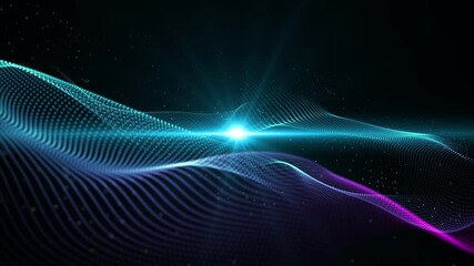 Wall Mural - blue smooth futuristic abstract waving shape evolving in a seamless loop. elegant abstract technolog