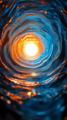 Aufkleber - Light Emerging from a Vibrant Tunnel of Water in Shades of Orange and Blue, Symbolizing Hope and Journey Through Darkness and Into Brilliance
