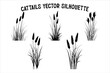 © MdNayab - Cattails Black Silhouette bundle. Wild Reed Cattails Black Silhouette set.