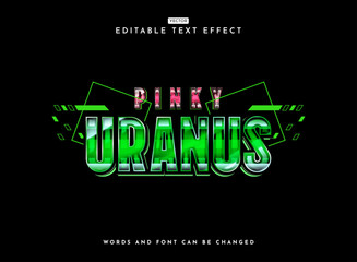 Wall Mural - pinky uranus colorful modern retro futuristic chrome text effect with abstract hud panel