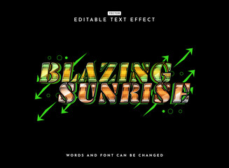 Wall Mural - blazing sunrise colorful modern retro futuristic chrome text effect with tech panel hologram
