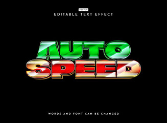 Wall Mural - auto speed colorful modern retro futuristic chrome text effect