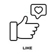 © Lovely - Like editable stroke outline icon isolated on white background flat vector illustration, black outline, Pixel perfect