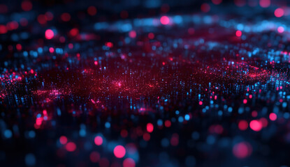 A computer screen with a blue background and red dots