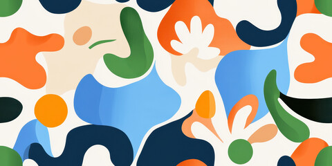 Wall Mural - abstract seamless art of colorful flowers and shapes with a modern aesthetic style