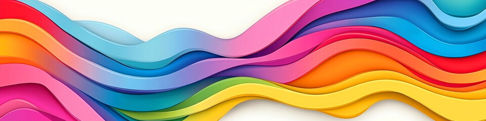 Wall Mural - colorful layered abstract background with rainbow hues and flowing wave shapes