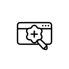Wall Mural - webpage addition: a vector icon representing a website interface with a plus symbol overlayed sugges