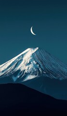 Wall Mural - A mountain with a moon in the sky