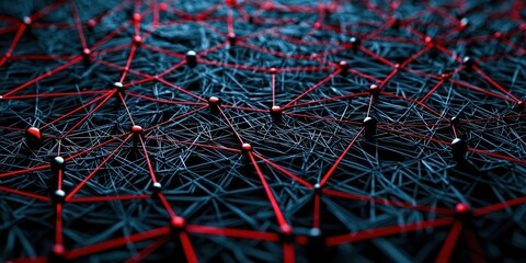 Wall Mural - A close up of a red and black network of lines