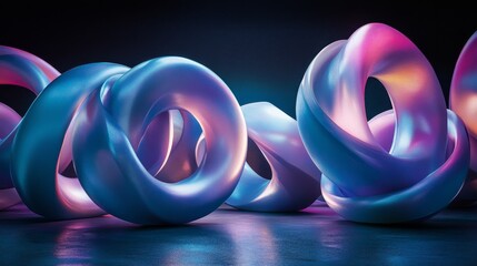 Wall Mural - the background is an abstract design of a flowing wave pattern with a purple and blue gradient