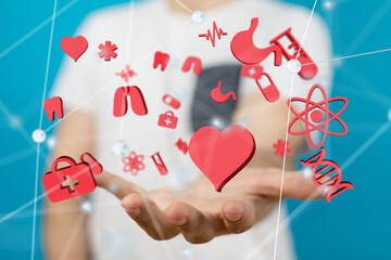 Poster - digital medical futuristic interface 3D rendering
