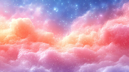 Sticker - pastel pink purple cloudscape with glowing stars and soft focus