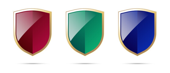 Wall Mural - red, green and blue shields isolated