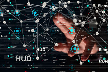 Fototapete - Neural network 3D illustration. Big data and cybersecurity