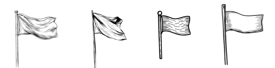 A modern icon of a flag is sketched and isolated on a white background