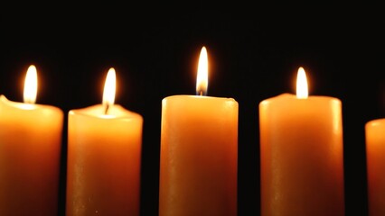 Aufkleber - Glowing Candles Row of Lit Candles Warm Candlelight Peaceful Atmosphere Romantic Ambiance Spiritual