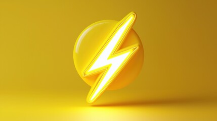 Canvas Print - bright yellow lightning bolt icon on vibrant yellow background