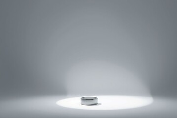 Wall Mural - Minimalistic design featuring a circular object illuminated by soft light