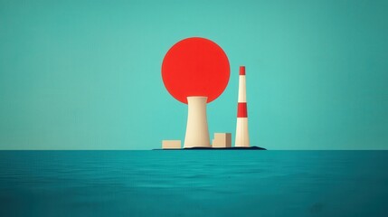 Wall Mural - a storytelling collage of nuclear history in vintage colors