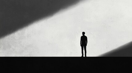 Canvas Print - silhouette of a man standing alone in a minimalist environment