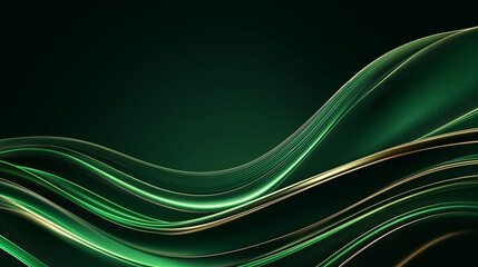 Wall Mural - emerald flow: a mesmerizing digital artwork featuring elegant, flowing lines in varying shades of em