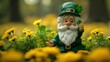 © Roman Stock studio - Cheerful leprechaun holding shamrock in green meadow for St. Patrick’s Day