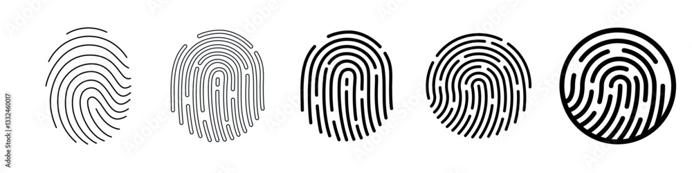 Fingerprint scanner icon set isolated on transparent background. Vector ...