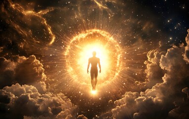 Wall Mural - A celestial being descending from the heavens, their radiant presence filling the space with divine light