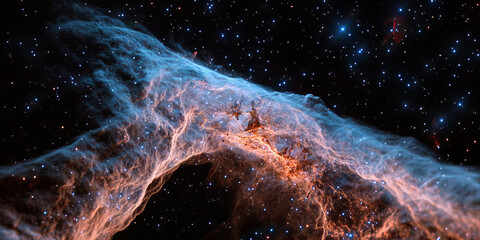 Wall Mural - Nebula with Orange and Blue Filaments and Stellar Background