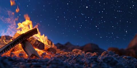 Wall Mural - Campfire Under Night Sky
