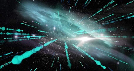 Wall Mural - Animation of cosmic explosion with dynamic light streaks and stars in space
