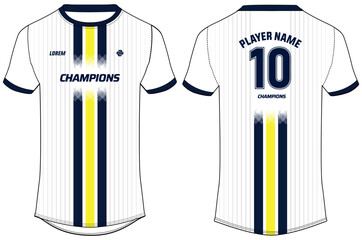 sports jersey t shirt design concept vector template, stripe abstract printed round neck football je