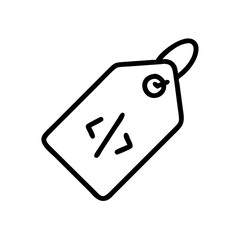 code tag icon in black and white