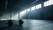 © MODERNARTWatChaRaWit - High energy fitness action in a dark gym intriguing content of a weightlifting environment captivating viewpoint of strength training