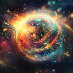 Wall Mural - vibrant cosmic swirl showcasing the colors and depths of the universe in a captivating cosmic event