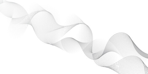 Leinwandbilder - Abstract grey, white smooth element swoosh speed wave modern stream background. Wave with lines created using blend tool. Abstract frequency sound wave lines and twisted curve lines background.	