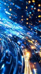 Wall Mural - dynamic light streams. seamless motion abstract background. vertical loop with orbiting camera.
