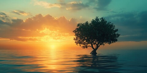 Wall Mural - tree in water