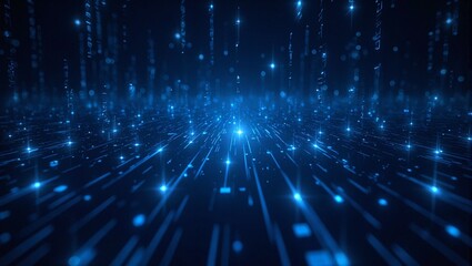 Futuristic digital grid with flowing data streams
