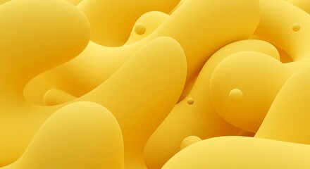 Wall Mural - abstract yellow fluid forms - close-up view of abstract yellow shapes, resembling flowing liquid or 