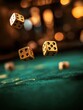 © Anat art - Golden dice roll across a velvet green casino table under glowing lights, capturing the thrill of high-stakes gaming Generative AI