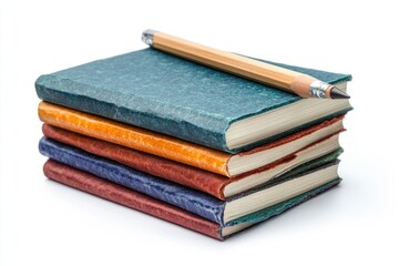Poster - A stack of colorful books with a pencil on top, suggesting education, reading, or knowledge.
