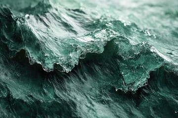 Poster - Close-up of a dark teal ocean wave, showcasing its texture and movement.