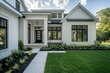 © typepng - This colorful Craftsman Cottage House boasts a modern design and impressive curb appeal