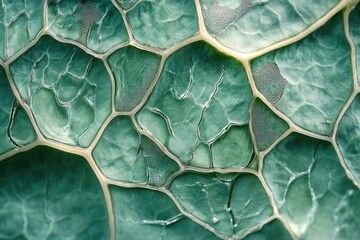 Leinwandbilder - Close-up view of a leaf's intricate, textured surface revealing cellular structure.
